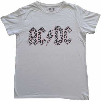 Merch AC/DC: Frauen T-Shirt Mono Leopard Print Logo Ac/dc