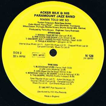 LP Acker Bilk And His Paramount Jazz Band: Mama Told Me So (PODPISY)