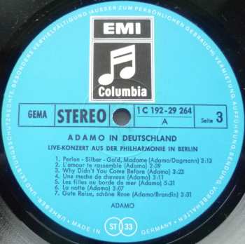 2LP/Box Set Adamo: Adamo In Deutschland (Live-Konzert Aus Der Philharmonie In Berlin)