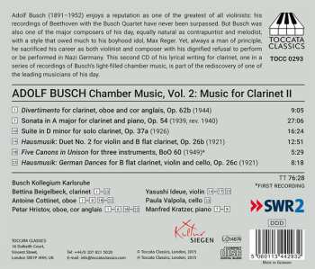 CD Adolf Busch: Chamber Music, Volume Two: Music For Clarinet II