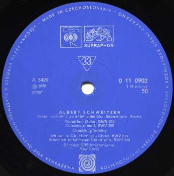 2LP/Box Set Albert Schweitzer: Hraje Bacha (2xLP + BOX + BOOKLET)