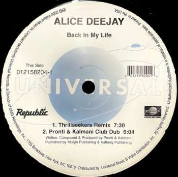 LP Alice Deejay: Back In My Life