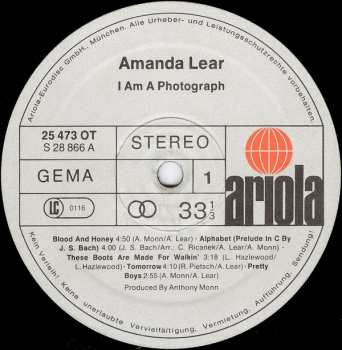 LP Amanda Lear: I Am A Photograph