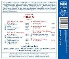 CD Amelia Piano Trio: Richard Strauss Piano Trios Nos. 1 And 2 - Works For Pİano Quartet - Amelia Piano Trio - Max Mandel, Viola