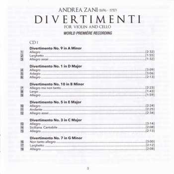 2CD Andrea Zani: Divertimenti For Violin And Cello