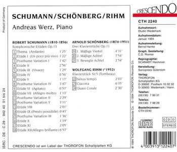 CD Andreas Werz: Schumann / Schoenberg / Rihm
