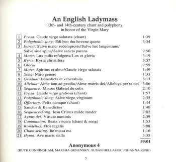 CD Anonymous 4: An English Ladymass (Medieval Chant And Polyphony)
