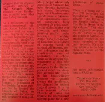 CD Anton LaVey: The Satanic Mass (Recorded Live At The Church Of Satan San Francisco)