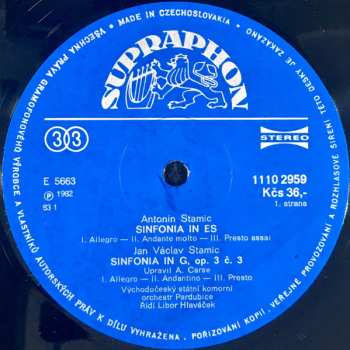 LP Jan Václav Antonín Stamic: Sinfonias