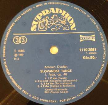 2LP Antonín Dvořák: Slovanské Tance (Slavonic Dances / Slawische Tänze / Danses Slaves)