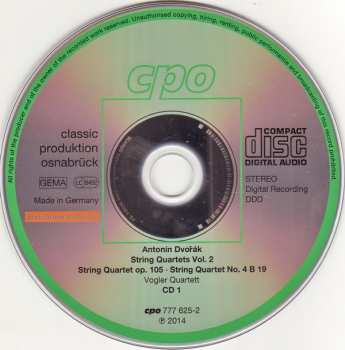 2CD Antonín Dvořák: String Quartets Vol. 2