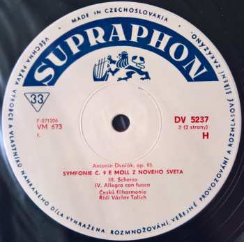 LP Antonín Dvořák: Symfonie Č. 9 E Moll Z Nového Světa