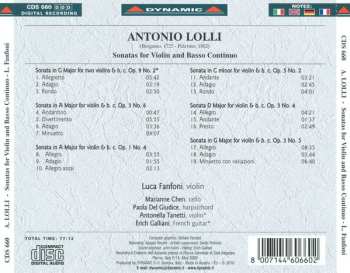 CD Antonio Lolli: Sonatas For Violin And Basso Continuo