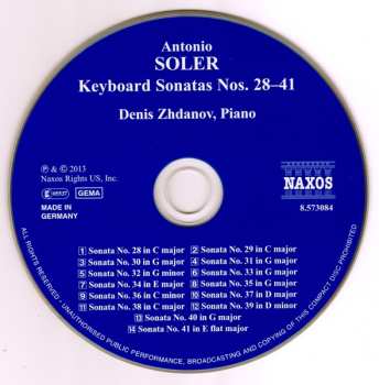 CD Padre Antonio Soler: Keyboard Sonatas Nos. 28-41