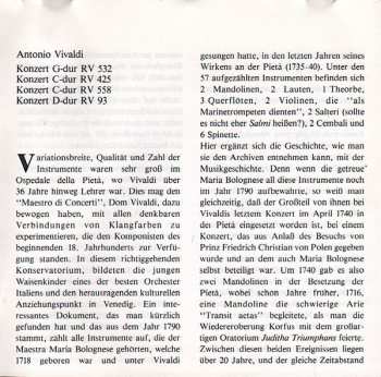 CD Antonio Vivaldi: Concerti Per Mandolini RV 93, 425, 532 & 558