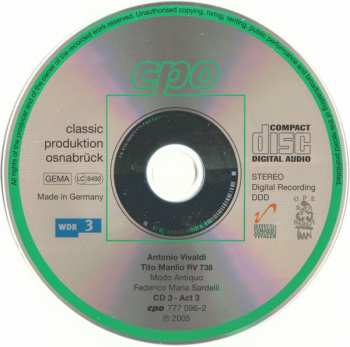 3CD/Box Set Antonio Vivaldi: Tito Manlio