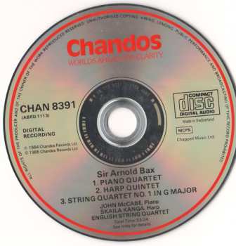 CD Arnold Bax: String Quartet No. 1 / Piano Quartet / Harp Quintet