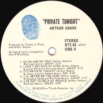 LP Arthur Adams: It's Private Tonight