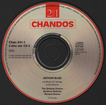 2CD Arthur Bliss: Checkmate Suite • Hymn To Apollo • Quintet For Clarinet & Strings • Music For Strings • Pastoral