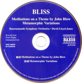 CD Arthur Bliss: Meditations on a Theme of John Blow