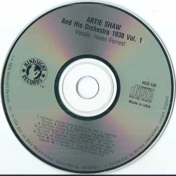 CD Artie Shaw And His Orchestra: The Uncollected Artie Shaw, Vol. 1, 1938