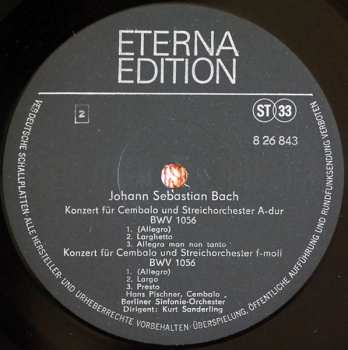 LP Johann Sebastian Bach: Cembalokonzerte BWV 1055, 1056 - Tripelkonzert BWV 1044