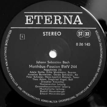 LP Johann Sebastian Bach: Matthaeus Passion (Ausschnitte)