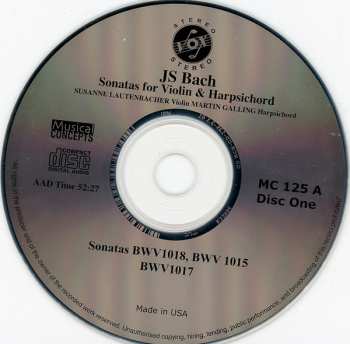 2CD Johann Sebastian Bach: Sonatas For Violin And Harpsichord BWV1014-1019