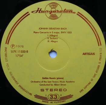 LP Johann Sebastian Bach: Piano Concertos