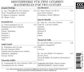 CD Barbara Richter: Masterpieces For Two Guitars. Meisterwerke Für Zwei Gitarren