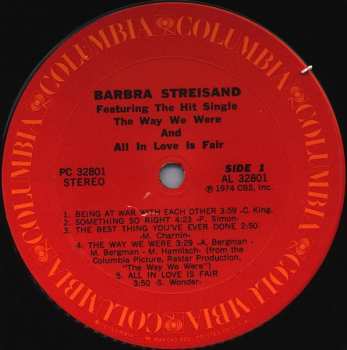 LP Barbra Streisand: Featuring The Way We Were And All In Love Is Fair