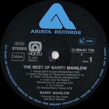 LP Barry Manilow: The Best Of Barry Manilow