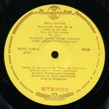 LP Béla Bartók: Bluebeard's Castle (Opera In One Act) Op. 11