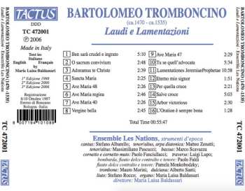 CD Bartolomeo Tromboncino: Laudi E Lamentazioni