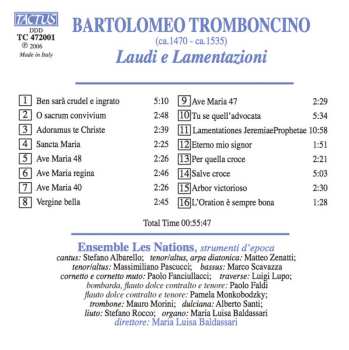 CD Bartolomeo Tromboncino: Laudi E Lamentazioni