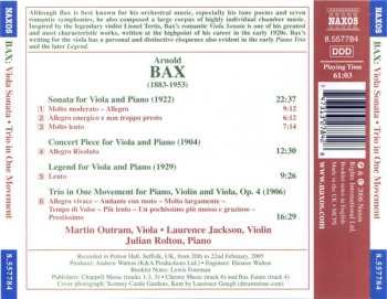CD Arnold Bax: Viola Sonata • Trio In One Movement