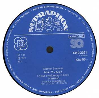 2LP The Czech Philharmonic Orchestra: Má Vlast (2xLP)