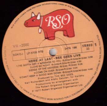 2LP Bee Gees: Here At Last...Live