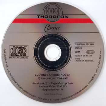 CD Ludwig van Beethoven: Splitter Aus Der Werkstatt. Späte Bagatellen, Andante Favori, Rondos