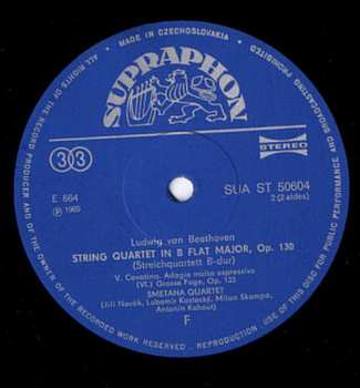 LP Ludwig van Beethoven: String Quartet In B Flat Major, Op. 130 (Original Version)