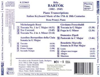 CD Béla Bartók: Piano Transcriptions of Italian Keyboard Music