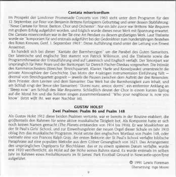 CD Gustav Holst: Cantata Misericordium / Deus In Adjutorium Meum / Chorale On An Old French Carol / Requiem Da Camera (Premier Recording) / Psalms 86 & 148