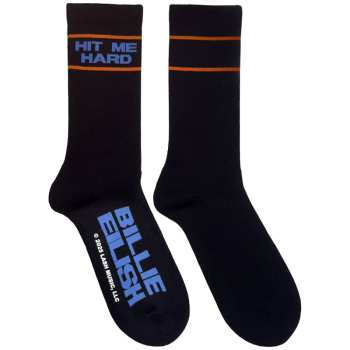 Merch Billie Eilish: Billie Eilish Unisex Terry Socks: Hit Me Hard & Soft (black) (uk Size 7 - 11) 42 - 47
