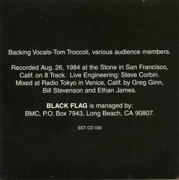 CD Black Flag: Live '84