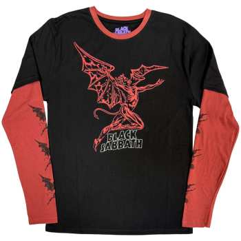 Merch Black Sabbath: Layered Long Sleeve T-Shirt Red Henry Wavy Logo Black Sabbath