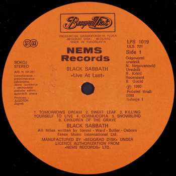 LP Black Sabbath: Live At Last