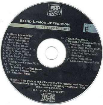 4CD/Box Set Blind Lemon Jefferson: The Complete 94 Classic Sides Remastered