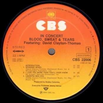 2LP Blood, Sweat And Tears: In Concert