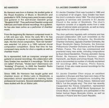 CD S:t Jacobs Kammarkör: Differences - Music By Bo Hansson