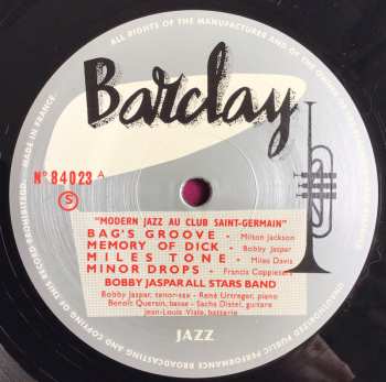 LP Bobby Jaspar All Stars: Modern Jazz Au Club Saint Germain LTD